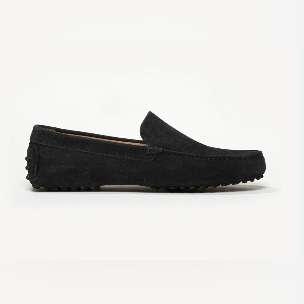 M Gemi Italy Women's Felize Moccasin Slip On Loafer Size 37.5 7 Black Suede Shoe - Picture 1 of 7